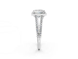 14K White Gold 4.06 Carat E VS1 Princess Diamond Halo Split Shank Engagement Ring