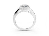 14K White Gold 4.06 Carat E VS1 Princess Diamond Halo Split Shank Engagement Ring