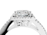 14K White Gold 4.06 Carat E VS1 Princess Diamond Halo Split Shank Engagement Ring