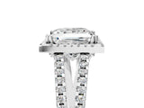 14K White Gold 4.06 Carat E VS1 Princess Diamond Halo Split Shank Engagement Ring