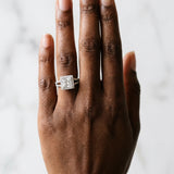 14K White Gold 4.06 Carat E VS1 Princess Diamond Halo Split Shank Engagement Ring