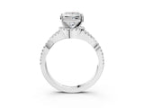 White gold Princess Cut Diamond  Halo Twist Band Solitaire Prong Setting Ring_121