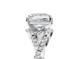 White gold Princess Cut Diamond  Halo Twist Band Solitaire Prong Setting Ring_121