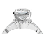 White gold Princess Cut Diamond  Halo Twist Band Solitaire Prong Setting Ring_128