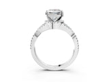 White gold Princess Cut Diamond  Halo Twist Band Solitaire Prong Setting Ring_51