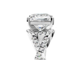 White gold Princess Cut Diamond  Halo Twist Band Solitaire Prong Setting Ring_53