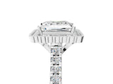 White gold Princess Cut Diamond Milgrain Floral Halo Engagement Ring with Pavé Band_26
