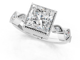 White gold Princess Cut Diamond Milgrain Marquise Band with Prong Setting_6