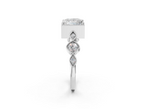 White gold Princess Cut Diamond Milgrain Marquise Band with Prong Setting_7