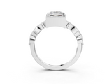 White gold Princess Cut Diamond Milgrain Marquise Band with Prong Setting_8