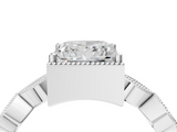 White gold Princess Cut Diamond Milgrain Marquise Band with Prong Setting_9