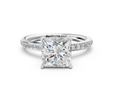 White gold Princess Cut Diamond Pavé Band Ring with Four-Prong Setting_55