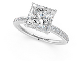 White gold Princess Cut Diamond Pavé Band Ring with Four-Prong Setting_56