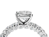 White gold Princess Cut Diamond Pavé Band Solitaire Ring with Prong Setting_116