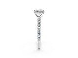 White gold Princess Cut Diamond Pavé Band Solitaire Ring with Prong Setting_122