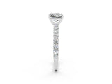 White gold Princess Cut Diamond Pavé Band Solitaire Ring with Prong Setting_14