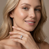 White gold Princess Cut Diamond Pavé Band Solitaire Ring with Prong Setting_140