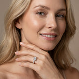 14K White Gold 2.59 Carat E VVS2 Princess Diamond Solitaire Ring with Round Accent Pavé Band and Prong Setting