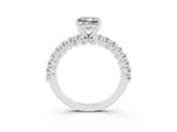 White gold Princess Cut Diamond Pavé Band Solitaire Ring with Prong Setting_15