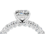 White gold Princess Cut Diamond Pavé Band Solitaire Ring with Prong Setting_16