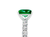 White gold Princess Cut Diamond Pavé Band Solitaire Ring with Prong Setting_17