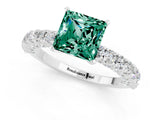 White gold Princess Cut Diamond Pavé Band Solitaire Ring with Prong Setting_1