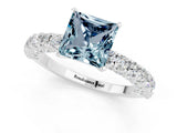 White gold Princess Cut Diamond Pavé Band Solitaire Ring with Prong Setting_1