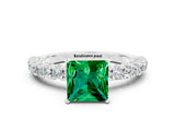 White gold Princess Cut Diamond Pavé Band Solitaire Ring with Prong Setting_24