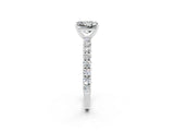 White gold Princess Cut Diamond Pavé Band Solitaire Ring with Prong Setting_26