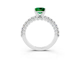White gold Princess Cut Diamond Pavé Band Solitaire Ring with Prong Setting_27