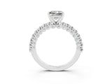 White gold Princess Cut Diamond Pavé Band Solitaire Ring with Prong Setting_27