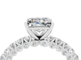 White gold Princess Cut Diamond Pavé Band Solitaire Ring with Prong Setting_28