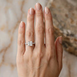 14K White Gold 3.01 Carat F VVS2 Princess Diamond Pavé Band Solitaire Ring with Prong Setting
