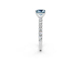White gold Princess Cut Diamond Pavé Band Solitaire Ring with Prong Setting_2