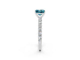White gold Princess Cut Diamond Pavé Band Solitaire Ring with Prong Setting_2