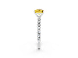 White gold Princess Cut Diamond Pavé Band Solitaire Ring with Prong Setting_2