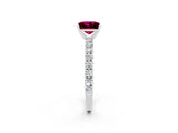 White gold Princess Cut Diamond Pavé Band Solitaire Ring with Prong Setting_2