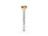 White gold Princess Cut Diamond Pavé Band Solitaire Ring with Prong Setting_2