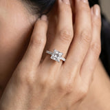 14K White Gold 3.01 Carat F VVS2 Princess Diamond Pavé Band Solitaire Ring with Prong Setting