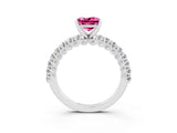 White gold Princess Cut Diamond Pavé Band Solitaire Ring with Prong Setting_3