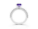 White gold Princess Cut Diamond Pavé Band Solitaire Ring with Prong Setting_3