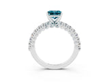 White gold Princess Cut Diamond Pavé Band Solitaire Ring with Prong Setting_3
