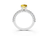 White gold Princess Cut Diamond Pavé Band Solitaire Ring with Prong Setting_3