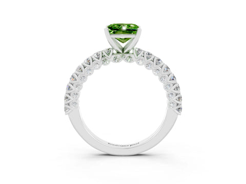 White gold Princess Cut Diamond Pavé Band Solitaire Ring with Prong Setting_3