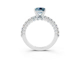 White gold Princess Cut Diamond Pavé Band Solitaire Ring with Prong Setting_3