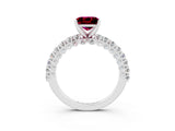 White gold Princess Cut Diamond Pavé Band Solitaire Ring with Prong Setting_3