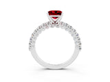 White gold Princess Cut Diamond Pavé Band Solitaire Ring with Prong Setting_3