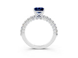 White gold Princess Cut Diamond Pavé Band Solitaire Ring with Prong Setting_3