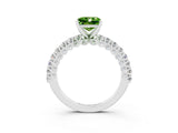 White gold Princess Cut Diamond Pavé Band Solitaire Ring with Prong Setting_3