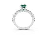 White gold Princess Cut Diamond Pavé Band Solitaire Ring with Prong Setting_3